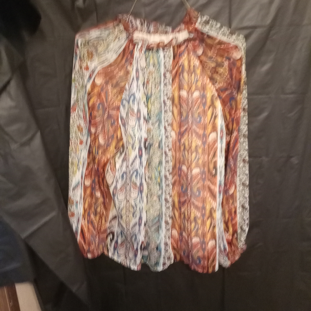 Chenault Orange Brown Graphic Relaxed Blouse